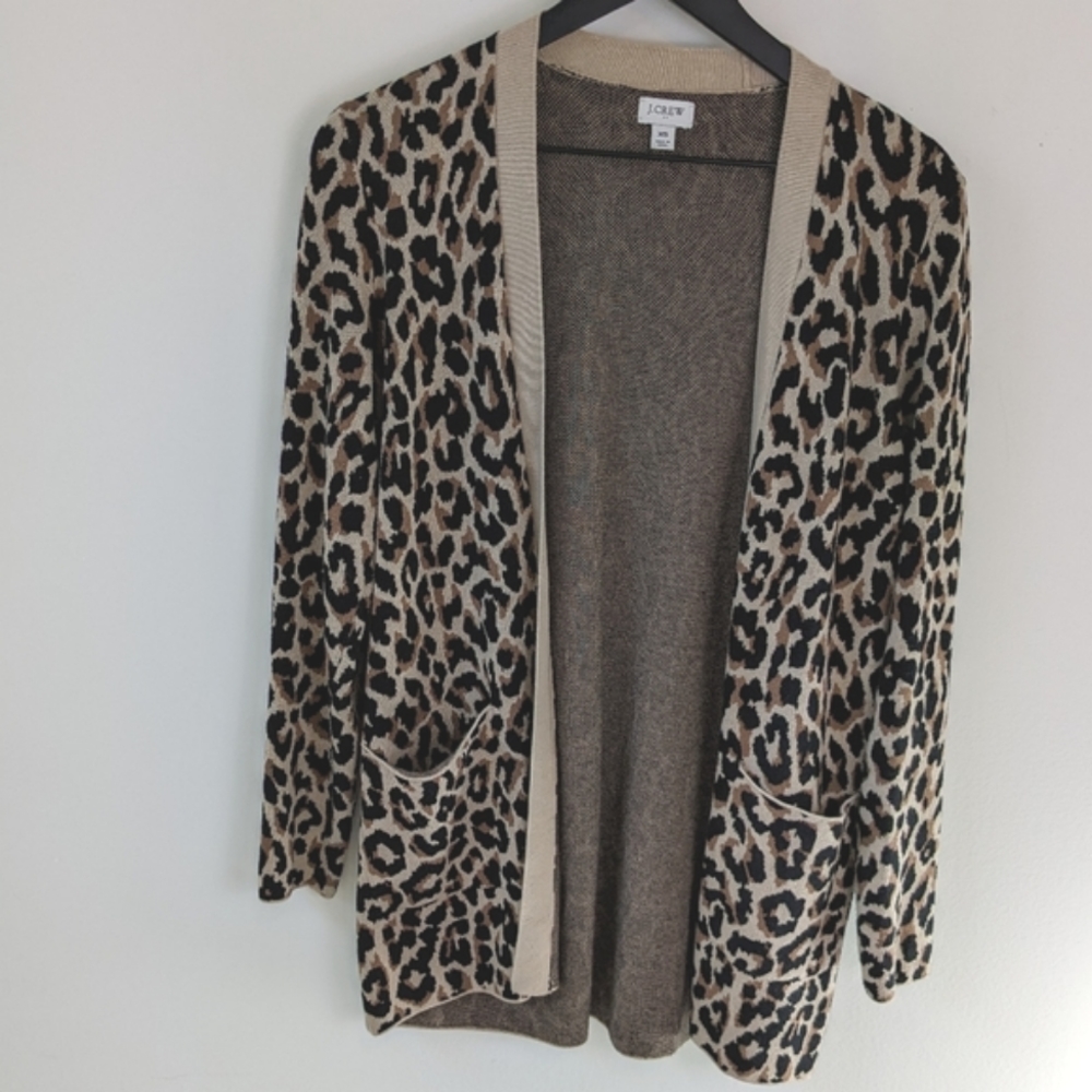 J. Crew Factory Leopard Animal Print Open Front Cardigan Sweater